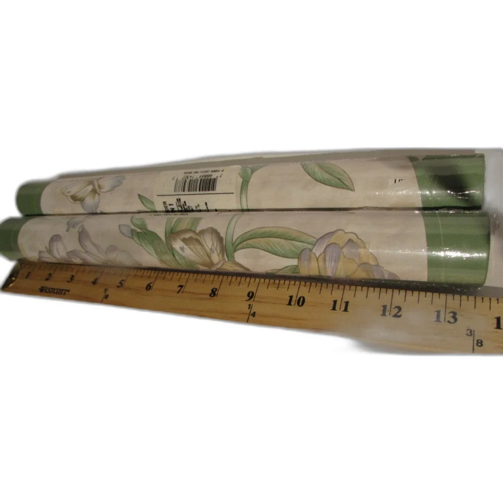 Vintage pre-pasted laser cut wallpaper border 5 yard ea 2 rolls butterfly flower